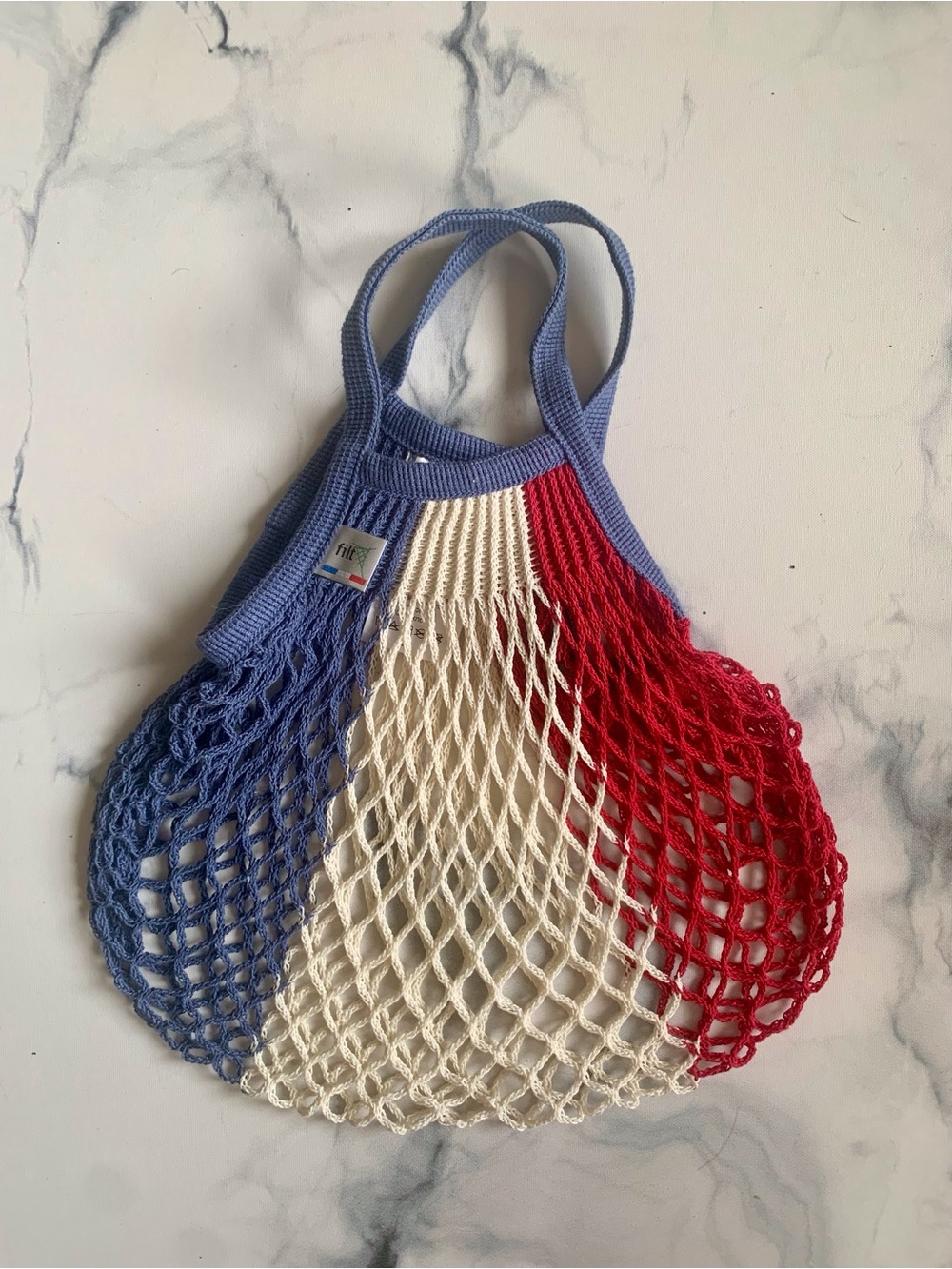 Filt Cotton Tricolor Mesh Reusable Shopping Bag Colorblock Medium France